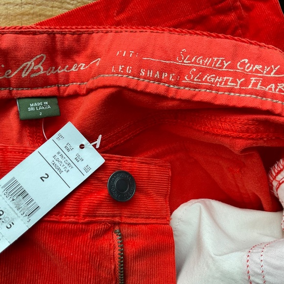 Eddie Bauer Womens Size 2 Tangerine Slightly Curvy Slightly Flared Corduroy NWT - Picture 4 of 7